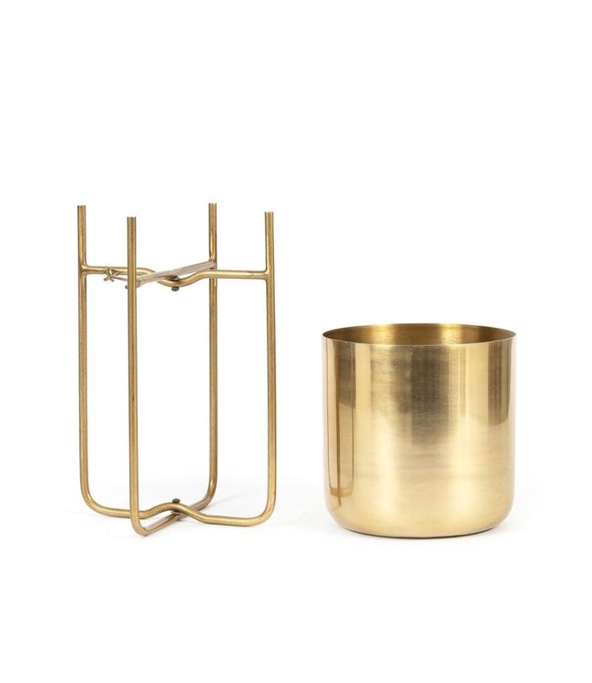 Bazar Bizar Gouden Messing Plantenpot op Standaard - M