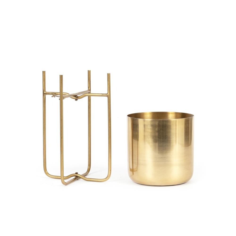 Bazar Bizar Gouden Messing Plantenpot op Standaard - M