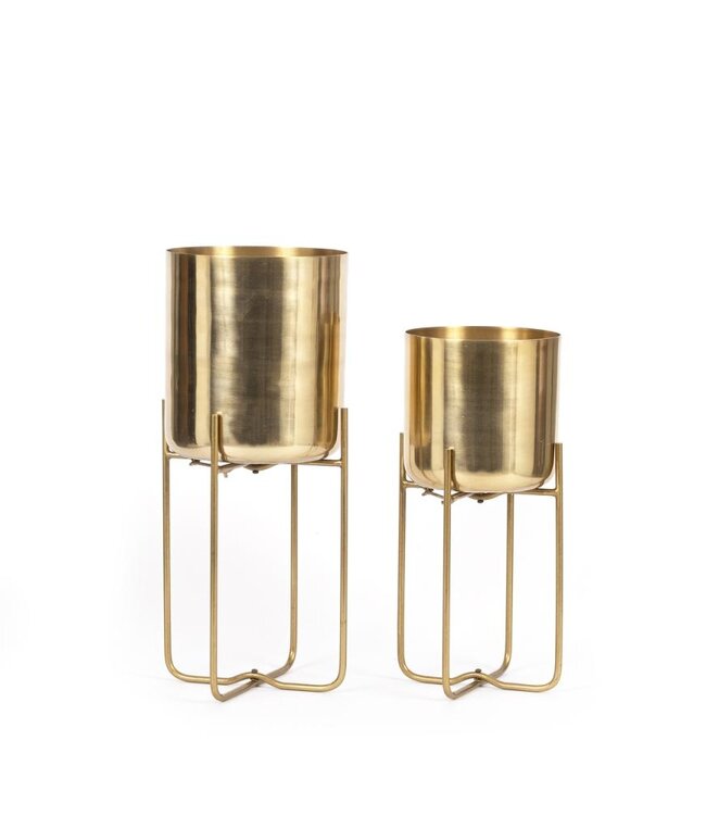 Bazar Bizar Gouden Messing Plantenpot op Standaard - M