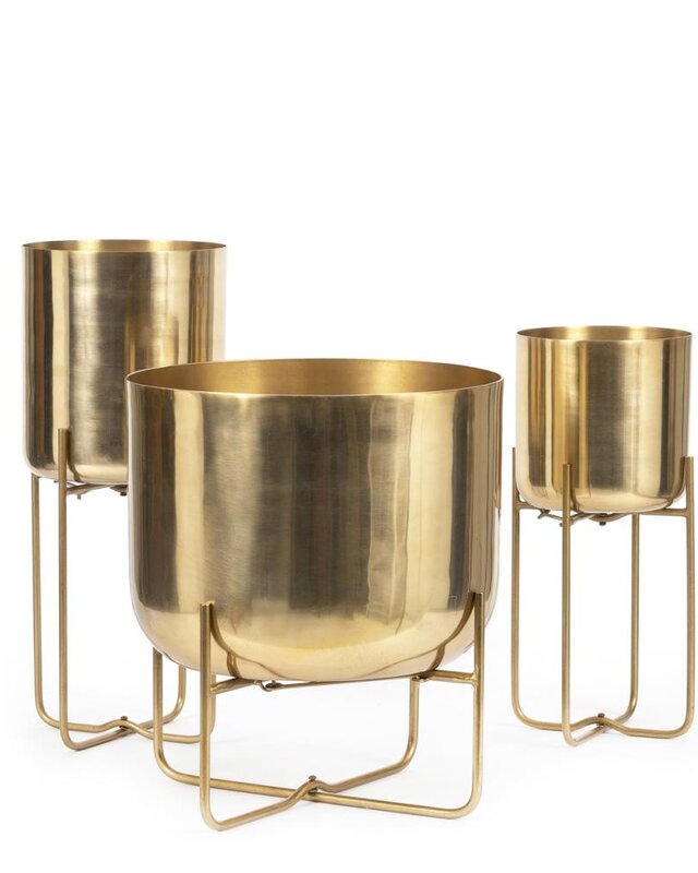 Bazar Bizar Gouden Messing Plantenpot op Standaard - M