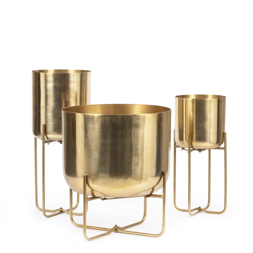 Bazar Bizar Gouden Messing Plantenpot op Standaard - M