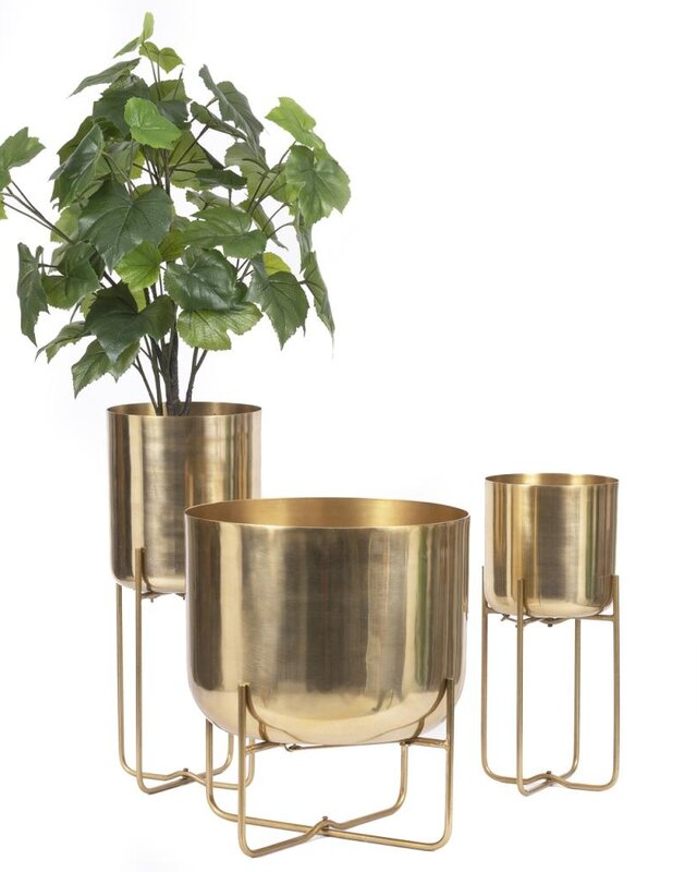 Bazar Bizar Gouden Messing Plantenpot op Standaard - M