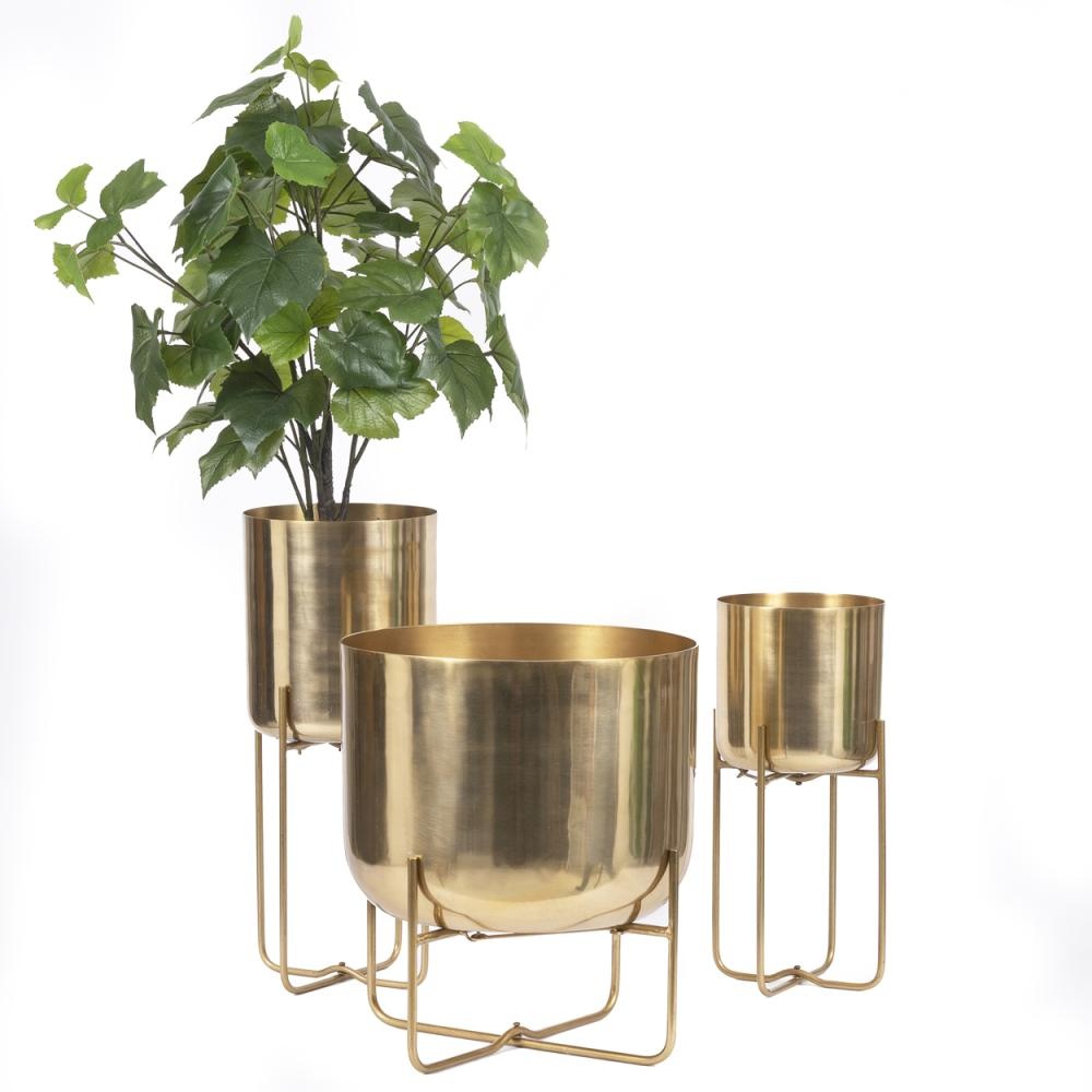 Bazar Bizar Gouden Messing Plantenpot op Standaard - M
