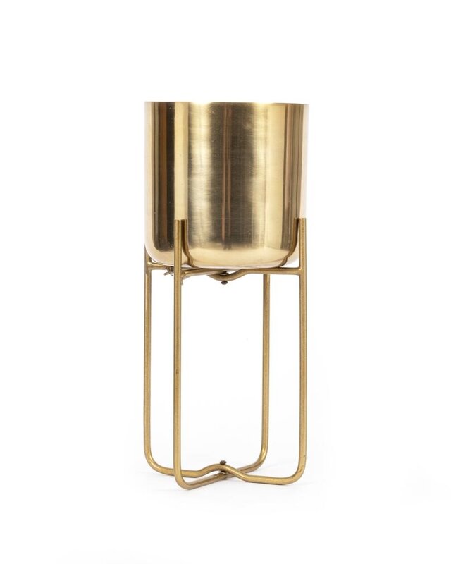 Bazar Bizar Gouden Messing Plantenpot op Standaard - M