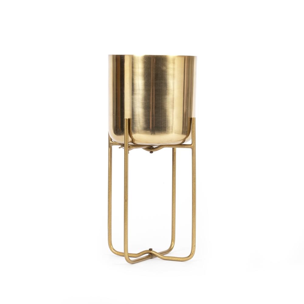 Bazar Bizar Gouden Messing Plantenpot op Standaard - M