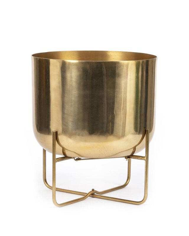 Bazar Bizar Gouden Messing Plantenpot op Standaard - XL
