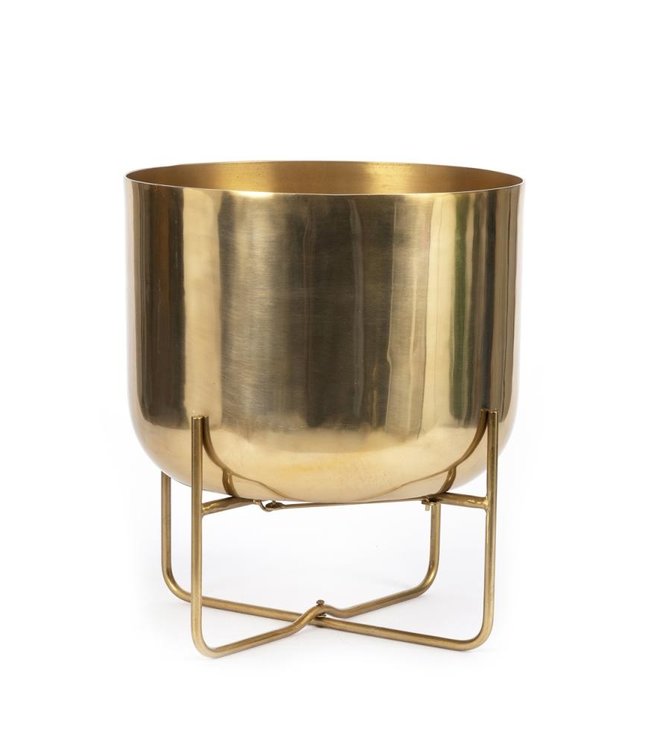 Bazar Bizar Gouden Messing Plantenpot op Standaard - XL
