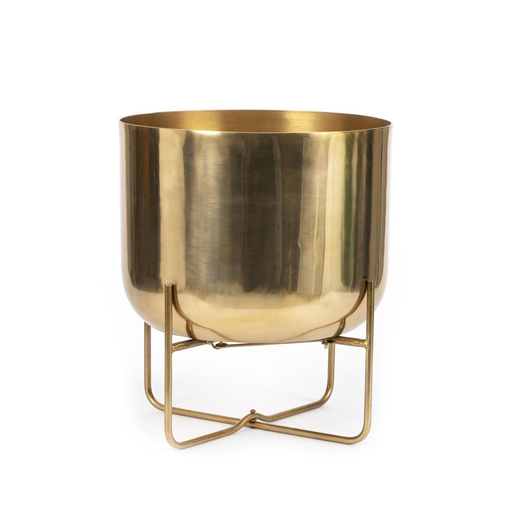 Bazar Bizar Gouden Messing Plantenpot op Standaard - XL