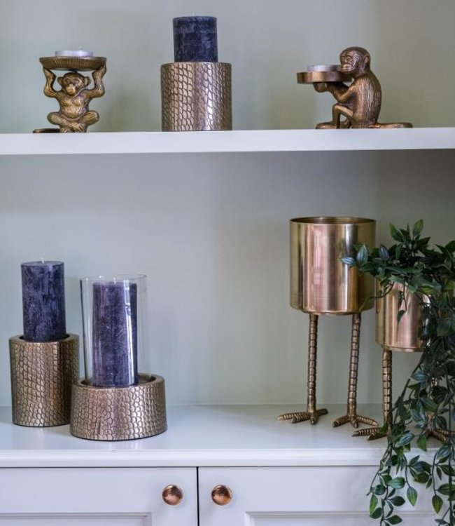 Bazar Bizar De Croco Kaars Houder - Messing - L