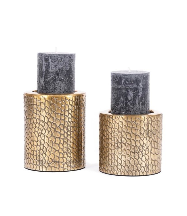 Bazar Bizar De Croco Kaars Houder - Messing - M