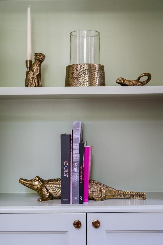 Bazar Bizar Croco Kaars Houder met Glas - Messing - M