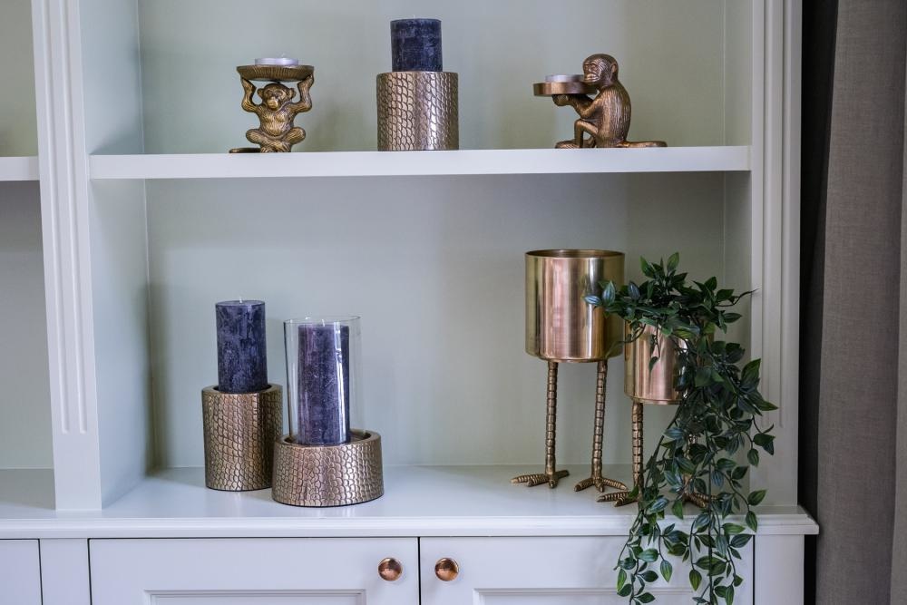 Bazar Bizar Croco Kaars Houder met Glas - Messing - M