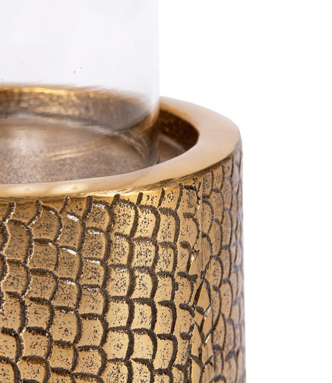 Bazar Bizar Croco Kaars Houder met Glas - Messing - M