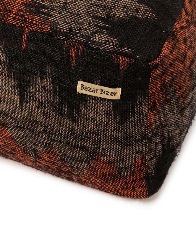 Bazar Bizar De Oh My Gee Poef - Zwart/ Oranje - L60 x B60 x H25 cm
