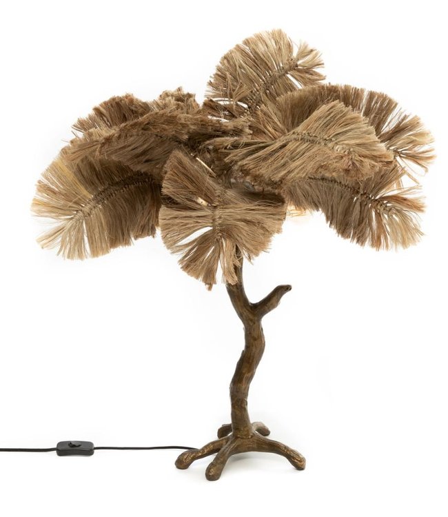 Bazar Bizar De Palmboom Tafellamp - Naturel Goud - L