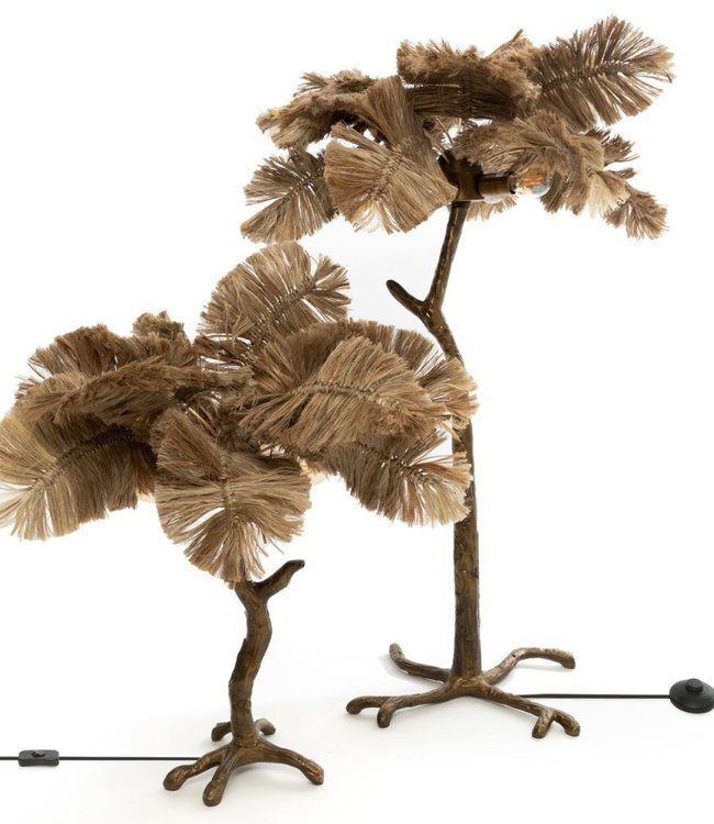 Bazar Bizar De Palmboom Tafellamp - Naturel Goud - L