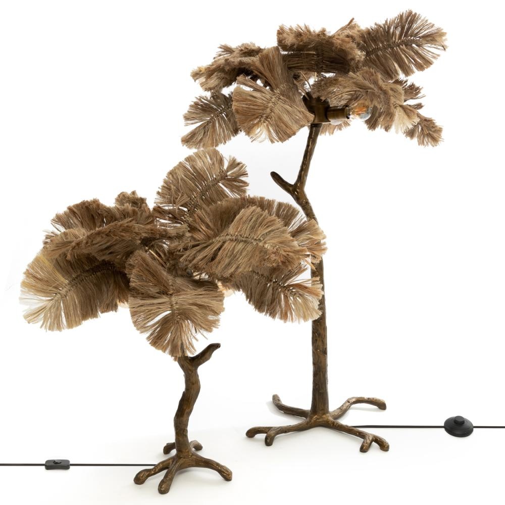 Bazar Bizar De Palmboom Tafellamp - Naturel Goud - L