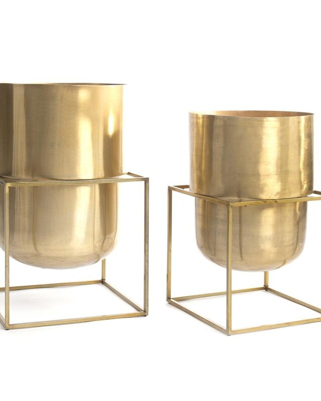 Bazar Bizar The Square Box Plantenbak - Messing - XL
