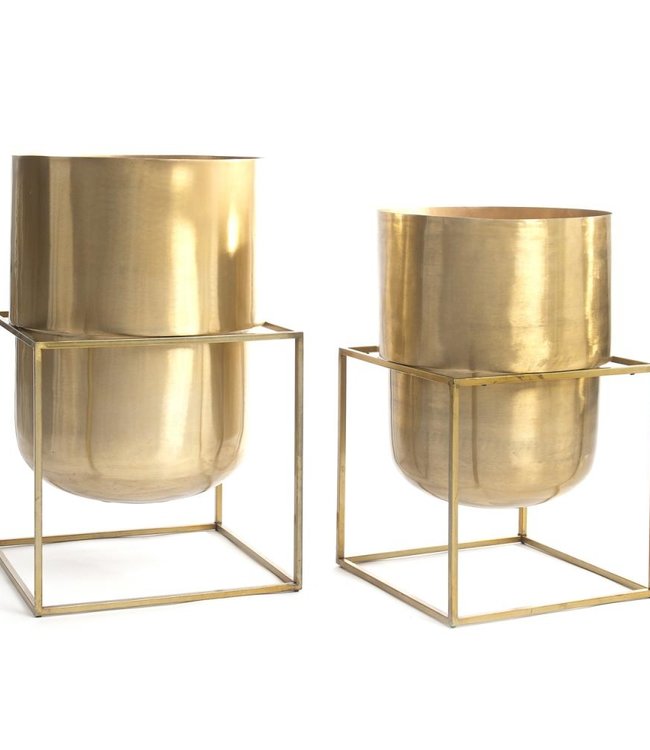 Bazar Bizar The Square Box Plantenbak - Messing - XL