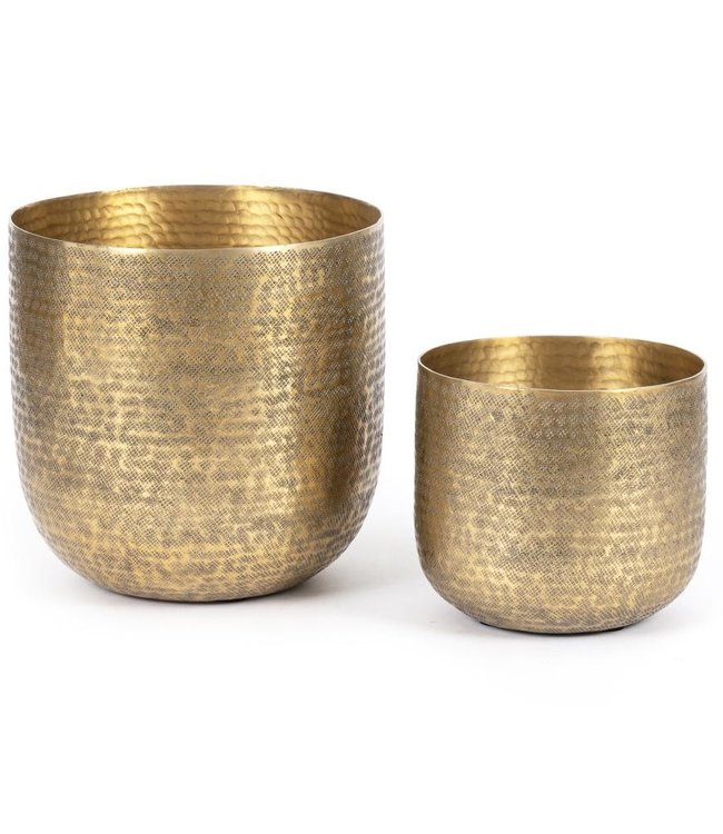 Bazar Bizar The Hammered Plantenbak - Messing - Set van 2