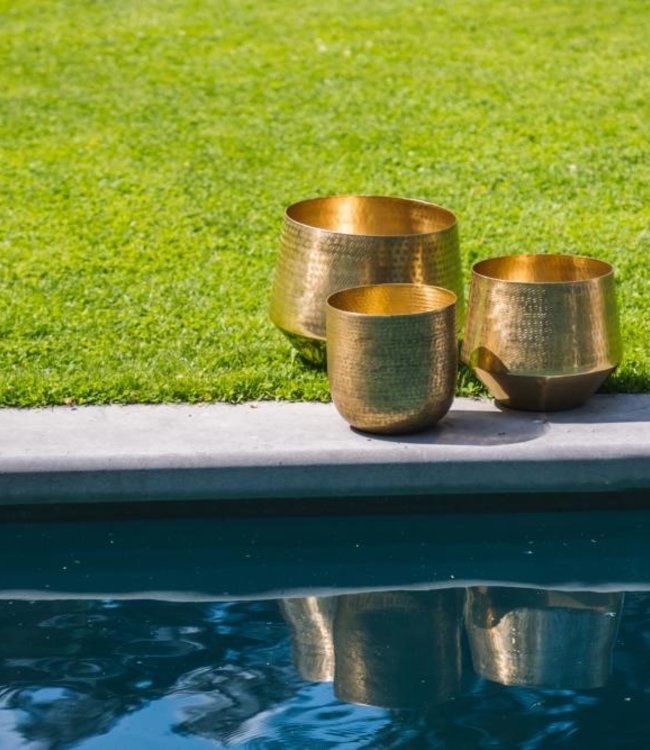 Bazar Bizar The Hammered Plantenbak - Messing - Set van 2