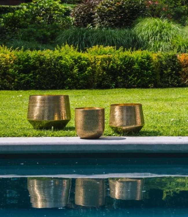Bazar Bizar The Hammered Plantenbak - Messing - Set van 2