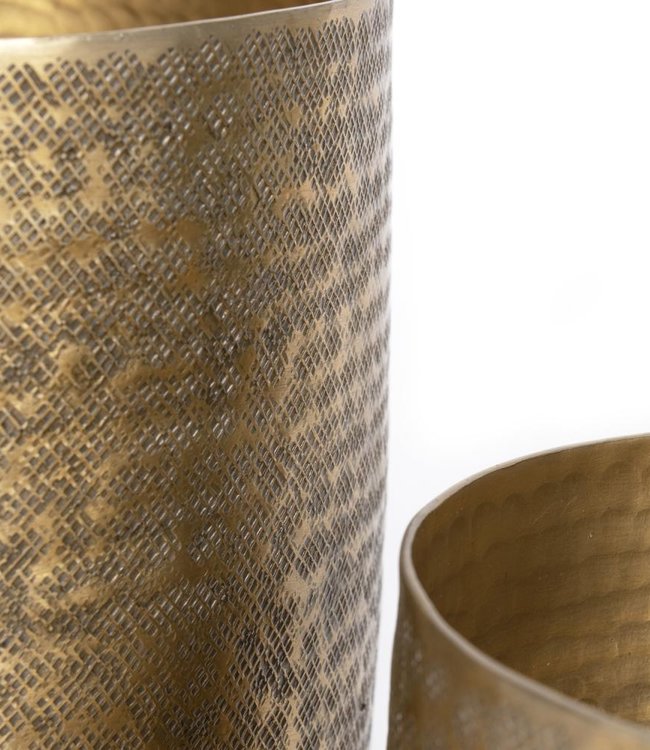 Bazar Bizar The Hammered Plantenbak - Messing - Set van 2