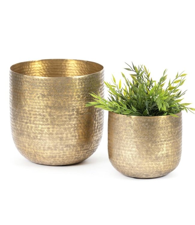 Bazar Bizar The Hammered Plantenbak - Messing - Set van 2