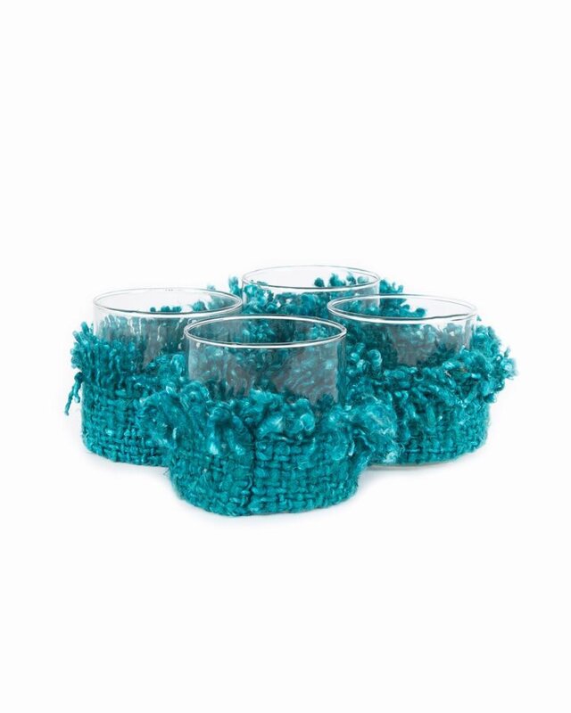 Bazar Bizar The Oh My Gee Kaars Houder - Aqua - S - Set van 4