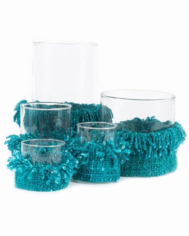 Bazar Bizar The Oh My Gee Kaars Houder - Aqua - S - Set van 4