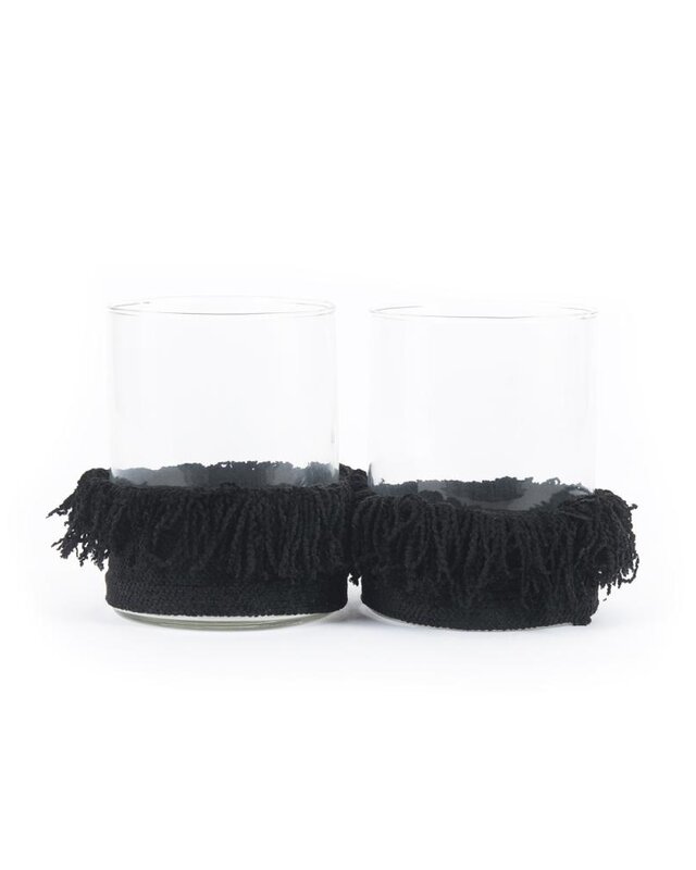 Bazar Bizar The Oh My Gee Kaars Houder - Zwart Velvet - L - Set van 2
