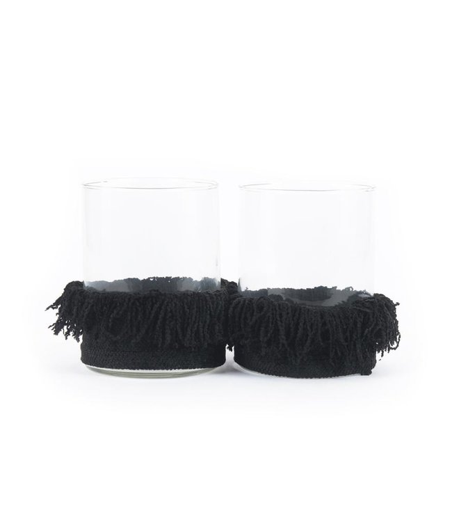 Bazar Bizar The Oh My Gee Kaars Houder - Zwart Velvet - L - Set van 2