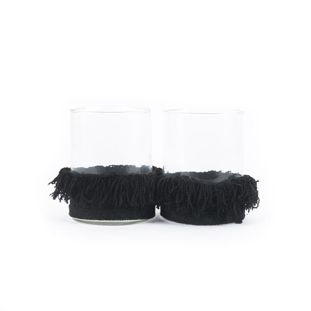 Bazar Bizar The Oh My Gee Kaars Houder - Zwart Velvet - L - Set van 2