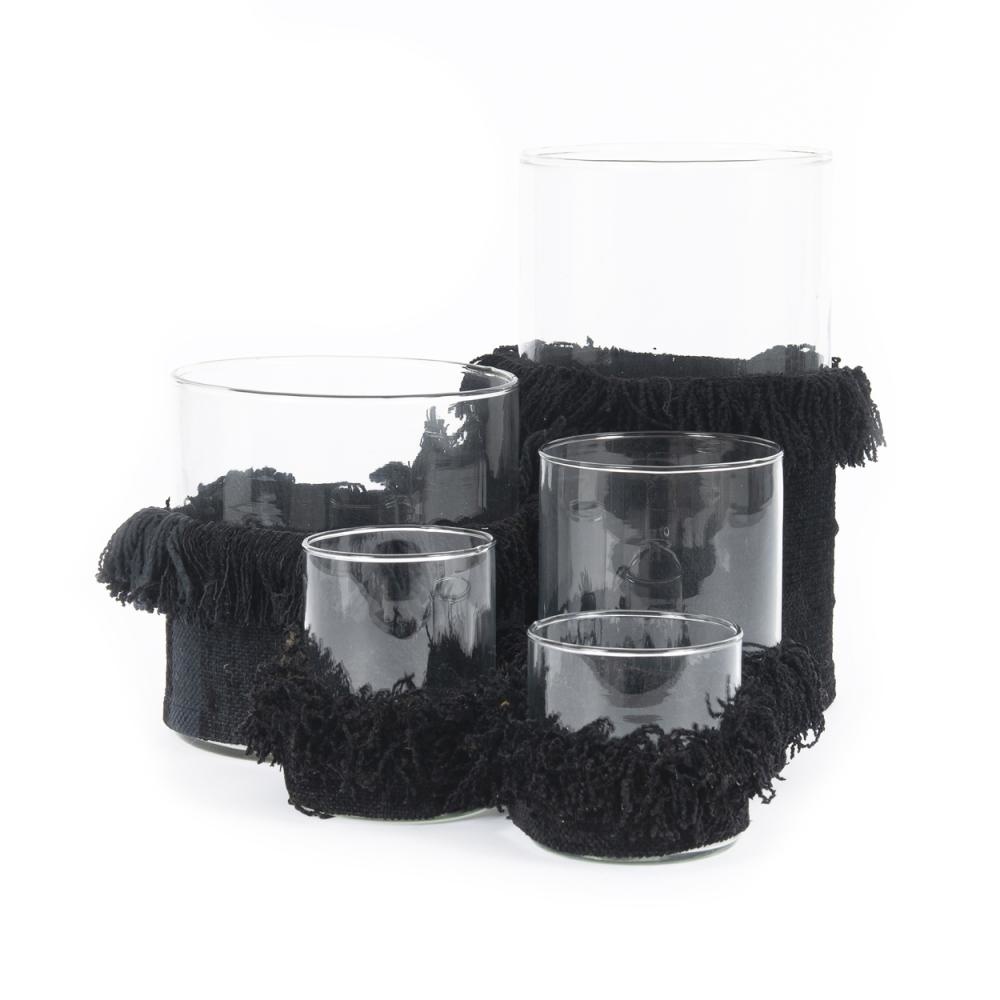 Bazar Bizar The Oh My Gee Kaars Houder - Zwart Velvet - L - Set van 2