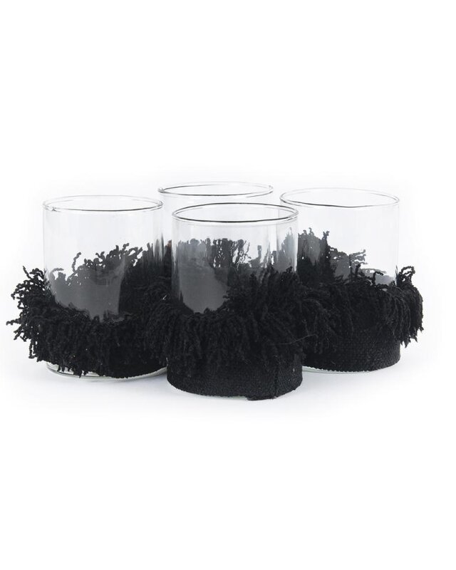 Bazar Bizar The Oh My Gee Kaars Houder - Zwart Velvet - M - Set van 4