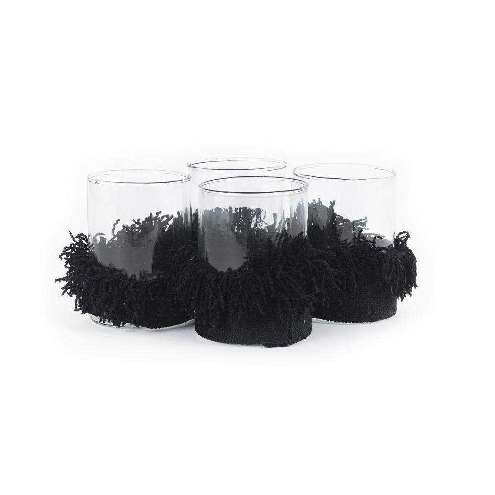Bazar Bizar The Oh My Gee Kaars Houder - Zwart Velvet - M - Set van 4