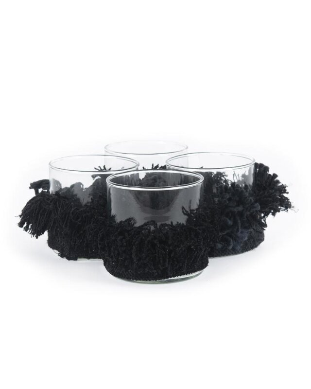 Bazar Bizar The Oh My Gee Kaars Houder -Zwart Velvet - S - Set van 4