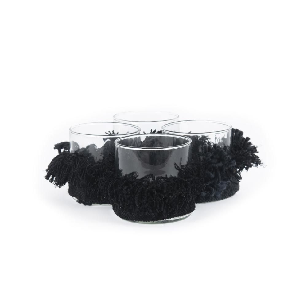 Bazar Bizar The Oh My Gee Kaars Houder -Zwart Velvet - S - Set van 4