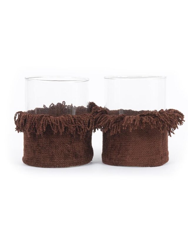 Bazar Bizar The Oh My Gee Kaars Houder - Bourgondisch Velvet - L - Set van 2