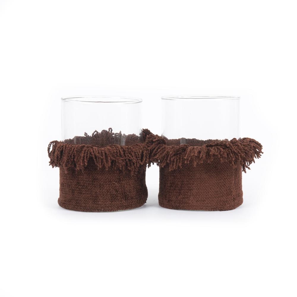 Bazar Bizar The Oh My Gee Kaars Houder - Bourgondisch Velvet - L - Set van 2