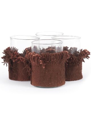 Bazar Bizar The Oh My Gee Kaars Houder - Bourgondisch Velvet - M - Set van 4