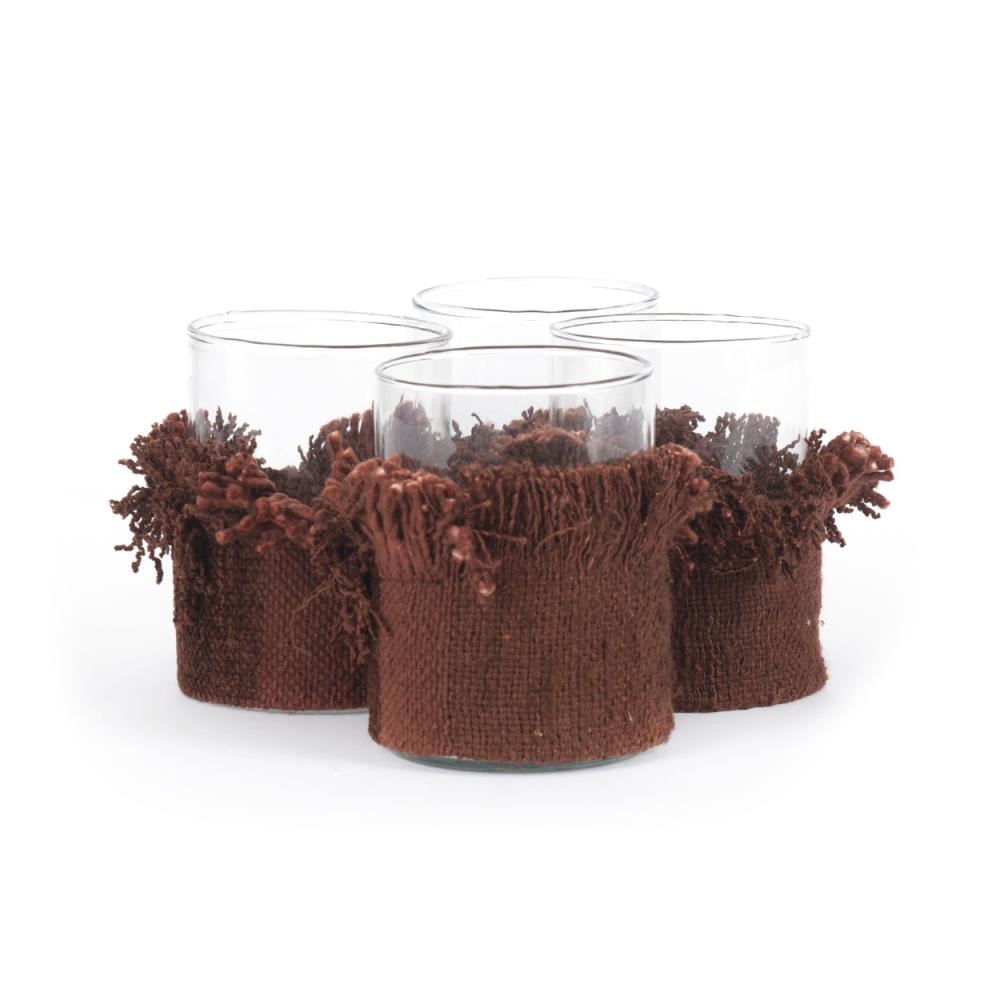 Bazar Bizar The Oh My Gee Kaars Houder - Bourgondisch Velvet - M - Set van 4