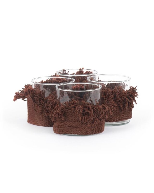 Bazar Bizar The Oh My Gee Kaars Houder - Bourgondisch Velvet - S - Set van 4