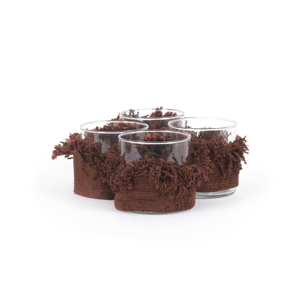 Bazar Bizar The Oh My Gee Kaars Houder - Bourgondisch Velvet - S - Set van 4
