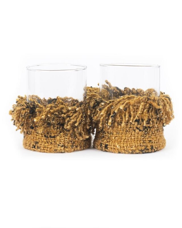 Bazar Bizar The Oh My Gee Kaars Houder - Kaneel/ Zwart - L - Set van 2