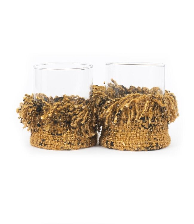 Bazar Bizar The Oh My Gee Kaars Houder - Kaneel/ Zwart - L - Set van 2