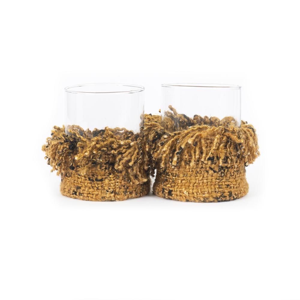 Bazar Bizar The Oh My Gee Kaars Houder - Kaneel/ Zwart - L - Set van 2