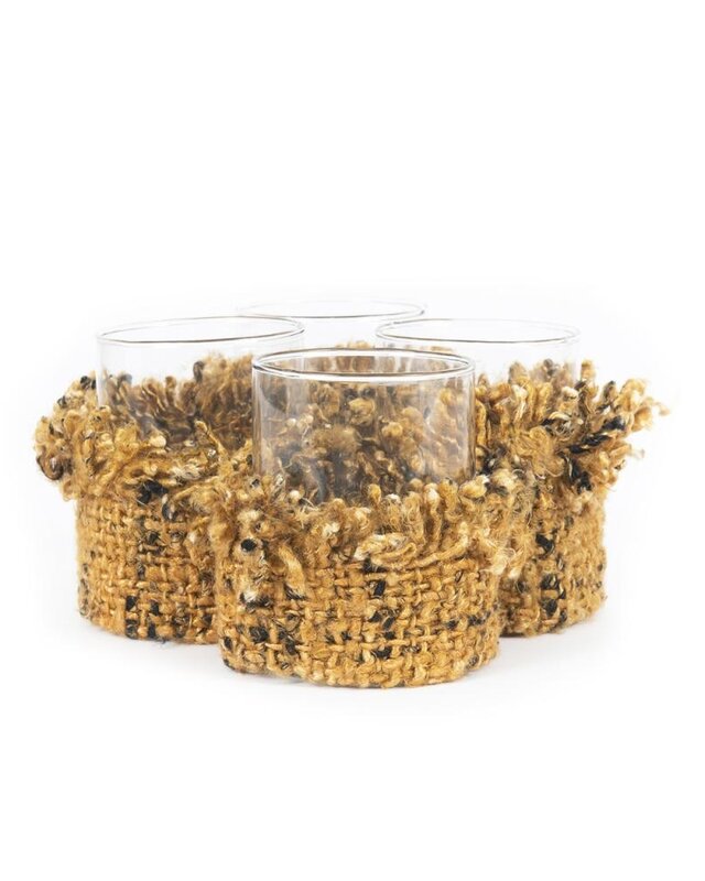 Bazar Bizar The Oh My Gee Kaars Houder - Kaneel/ Zwart - M - Set van 4