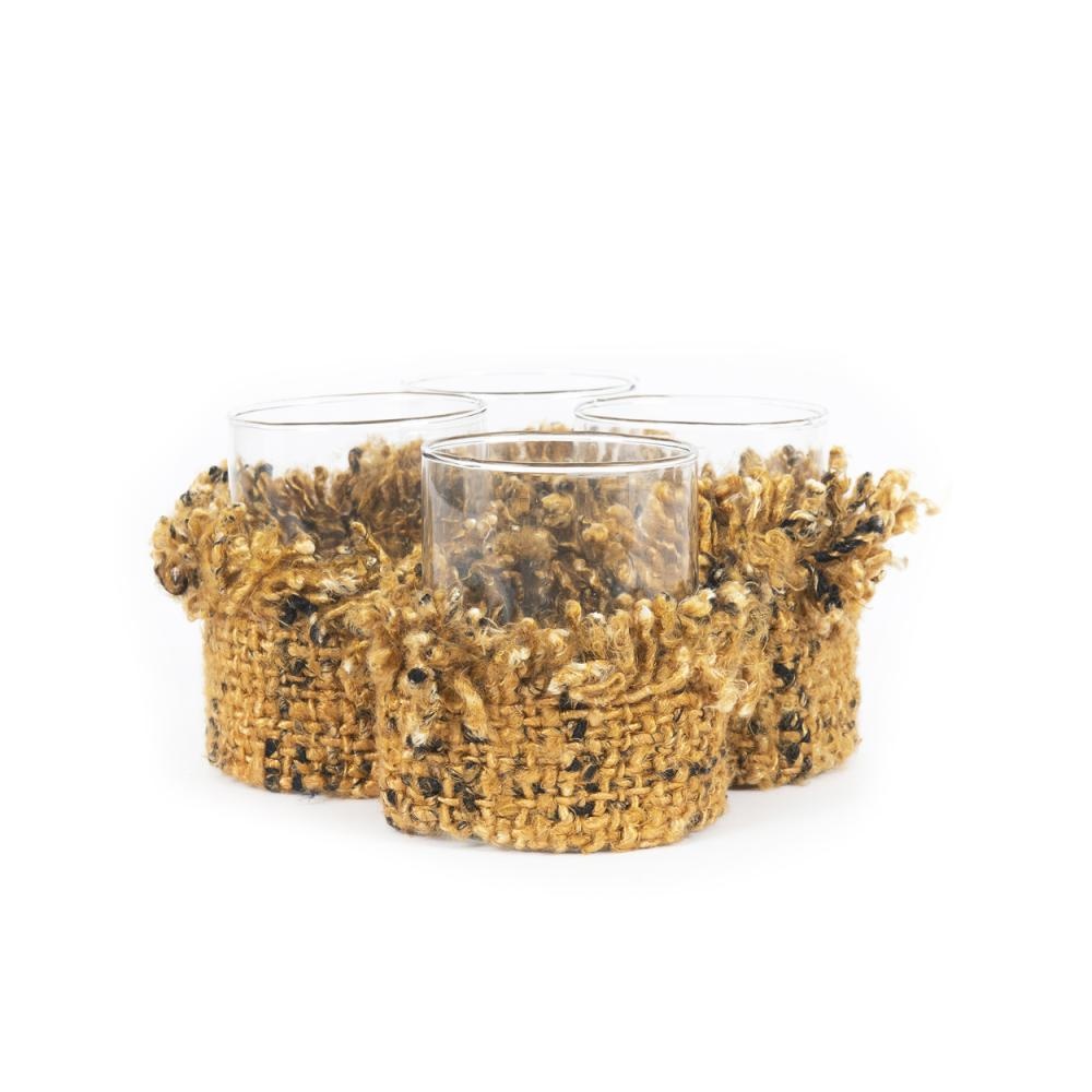 Bazar Bizar The Oh My Gee Kaars Houder - Kaneel/ Zwart - M - Set van 4