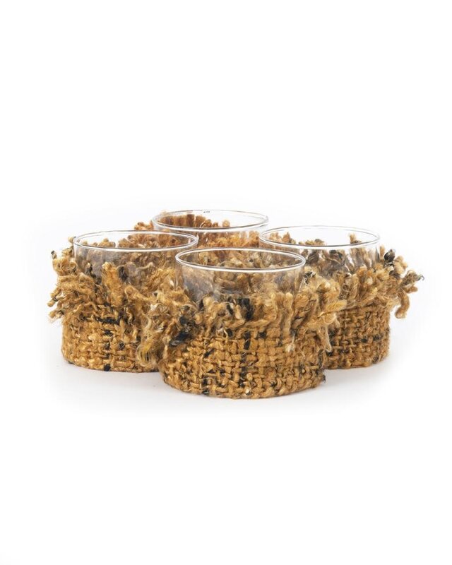 Bazar Bizar The Oh My Gee Kaars Houder - Kaneel/ Zwart - S - Set van 4